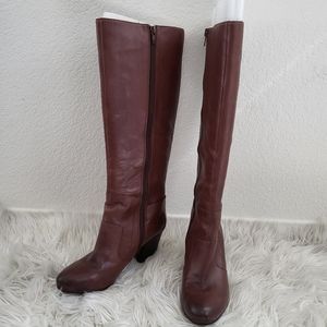 Nine West brown leather boots, size 6 1/2 TTS